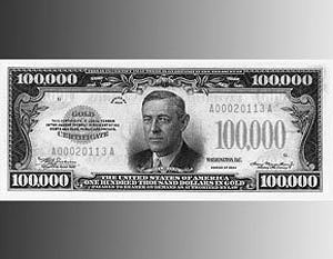 На «Всемирной ярмарке денег» представили 100 000 - долларовую банкноту